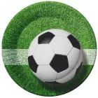 Set de 6 farfurii din carton cu model minge de fotbal - 18 cm