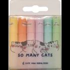 M&G: Pasztell színű szövegkiemelő filc cica mintával - 6 db-os