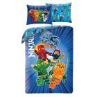 LEGO Ninjago: dwuczęściowy komplet pościeli z drużyną – 140 x 200 cm, poliester