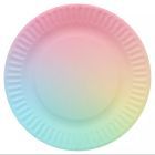 Regenboogdessin papieren borden, 18 cm - 6 stuks