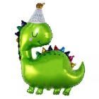 Balão de alumínio em forma de dinossauro de aniversário - 66 x 80 cm