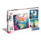 Clementoni: SuperColor Animais Fantásticos - Puzzle de 3 x 48 peças