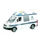 Carro de polícia com luzes e som, portas que abrem