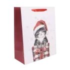 Saco de presente cintilante com estampa de gato - 26 x 32 cm