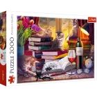 Trefl: Natură statică nocturnă cu pisici - Puzzle de 2000 piese