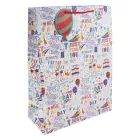 Sacoșă albă cu model de zi de naștere - 33 x 45,5 cm