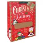 Săculeț decorativ personalizabil cu model de elf și Moș Crăciun - 33 x 45.5 cm