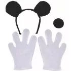 Accesorios de disfraz de ratón: orejas, nariz y guantes.