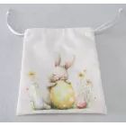 Textil ajándéktasak nyuszi mintával - 14 x 17 cm