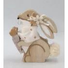 Dřevěná figura zajíce s mrkví - 10 cm