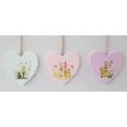Adorno de madera con forma de corazón y conejo - colgante, varios tipos, 10 cm