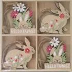 Helló tavasz! fa nyuszis dísz - felakasztható, 8 darabos