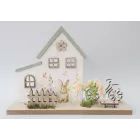 Casita de madera decorativa con figura de conejo - 24 x 17 cm