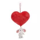 Nici Grün: Plüschherz mit weißem Elefantenfigur - 27 cm, mit Saugnapf