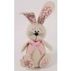 Figura de conejo rosa con flores de fieltro - 28 cm