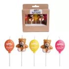 Set de velas de cumpleaños con diseño de ositos - paquete de 5 unidades