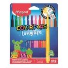 Set carioci Maped Color Peps Longlife, lavabile, 12 buc.