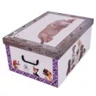 Caixa de arrumação com padrão de cão - 51 x 37 x 24 cm, roxa