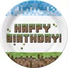 Pixel Block: Narozeninový papírový talíř - 18 cm, balení 8 ks