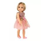 Muñeca de pie de 38 cm con vestido rosa claro