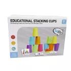 Jogo educativo Torre de Copos com cartas de atividades, conjunto com 12 peças