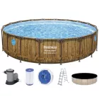 Bestway: Power Steel Swim Vista rattan hatású fémvázas medence szett - 488 x 122 cm