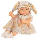 Naujagimis lėlytė su triušio ausų kepuryte ir suknele – 25 cm
