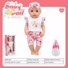 Lėlė su širdelių raštu kelnaitėmis – geria, šlapinasi, 34 cm
