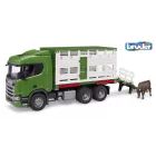 Bruder Ez egy Bruder – Scania Super 560R állatszállító teherautó 1 db tehén figurával - 54 cm