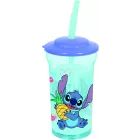 Stitch: Plastikinis puodelis su dangteliu ir šiaudeliu – 460 ml