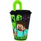 Čaša od plastike Minecraft – 430 ml, sa slamkom