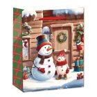 Saco de presente com estampa de boneco de neve - 26 x 32 cm