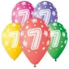Värvilised numbrilised õhupallid, number 7, 5 tk