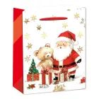 Geschenktüte mit Bären- und Weihnachtsmannmotiv – 26 x 32 cm