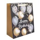 Sachet cadeau noir « Happy Birthday » – 31 x 42 cm