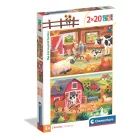 Clementoni: Tiere auf dem Bauernhof Puzzle – 2 x 20 Teile