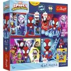 Trefl PREMIUM PLUS KIDS: Omul Păianjen și prietenii săi – puzzle 4x88 piese