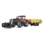 Bruder Case IH Optum 300 CVX avec chargeur frontal, remorque porte-balles et 8 balles