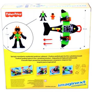 Fisher-Price: Imaginext Gospodarji nebes - zeleni dvomotorni avion s pilotom - .slika