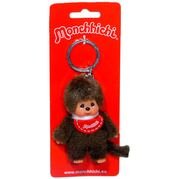 Monchhichi - fiú kulcstartó figura piros előkével - 10 cm