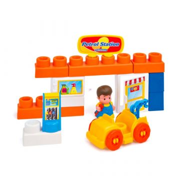 Clemmy Plus mehki gradbeni kocki - komplet bencinska črpalka s 15 deli - .slika