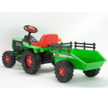 Injusa: Grüner Elektro-Traktor mit Anhänger - 6V - . bild aus