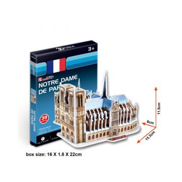 3D sestavljanka pariške Notre Dame - 39 kosov - .slika