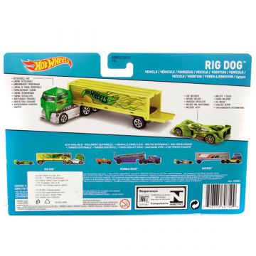 Hot Wheels Mesto: Rig Dog zeleni tovornjak za prevoz avtomobilov - .slika