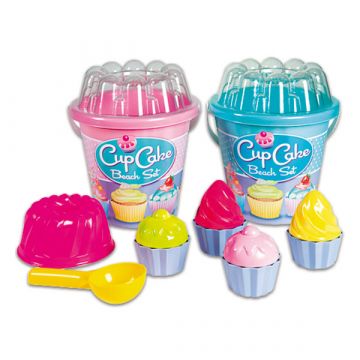 Vedro za peskovnik Cup Cake s kalupi za peko - roza - .slika