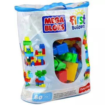Mega Bloks - 60 piezas de construcción en bolsa - colores clásicos