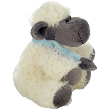 Puhasta bela plišasta ovčka s šalom - 21 cm - .slika