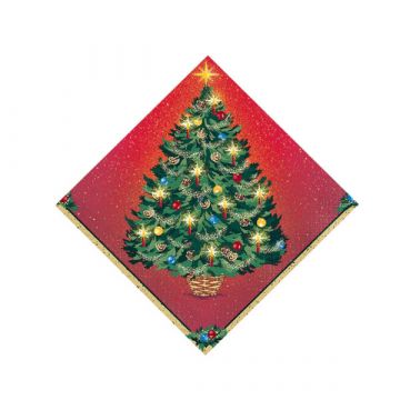 Karácsonyfa mintás szalvéta - 20 darabos