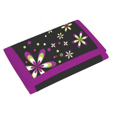 Flowers pénztárca - fekete-lila