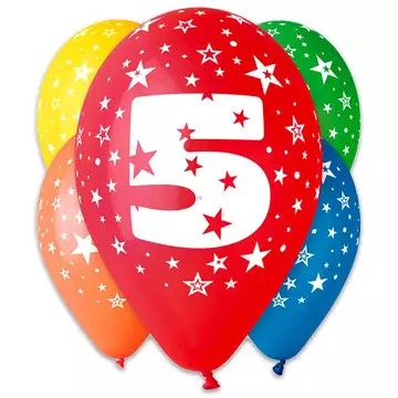 Balões coloridos com números 5 unidades - 5